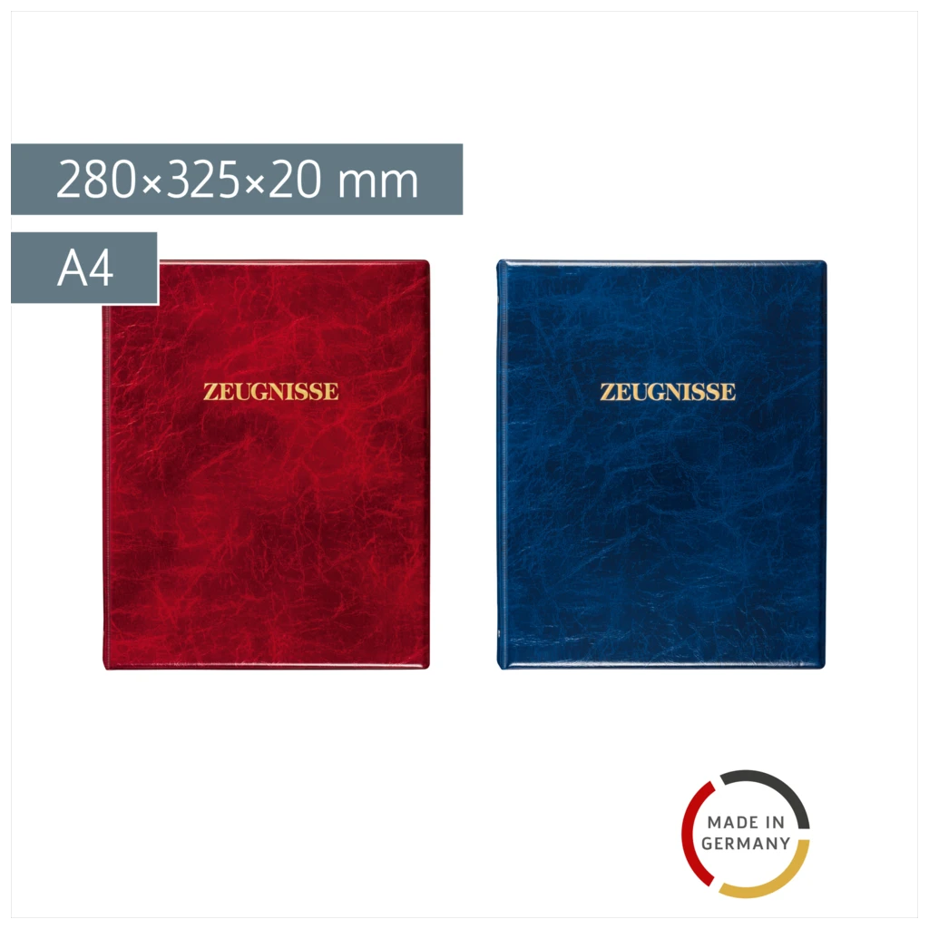 Zeugnis-Ringbuch | A4, 4-Ring-Reiß-Mechanik, Füllhöhe: 20 mm, sortiert
