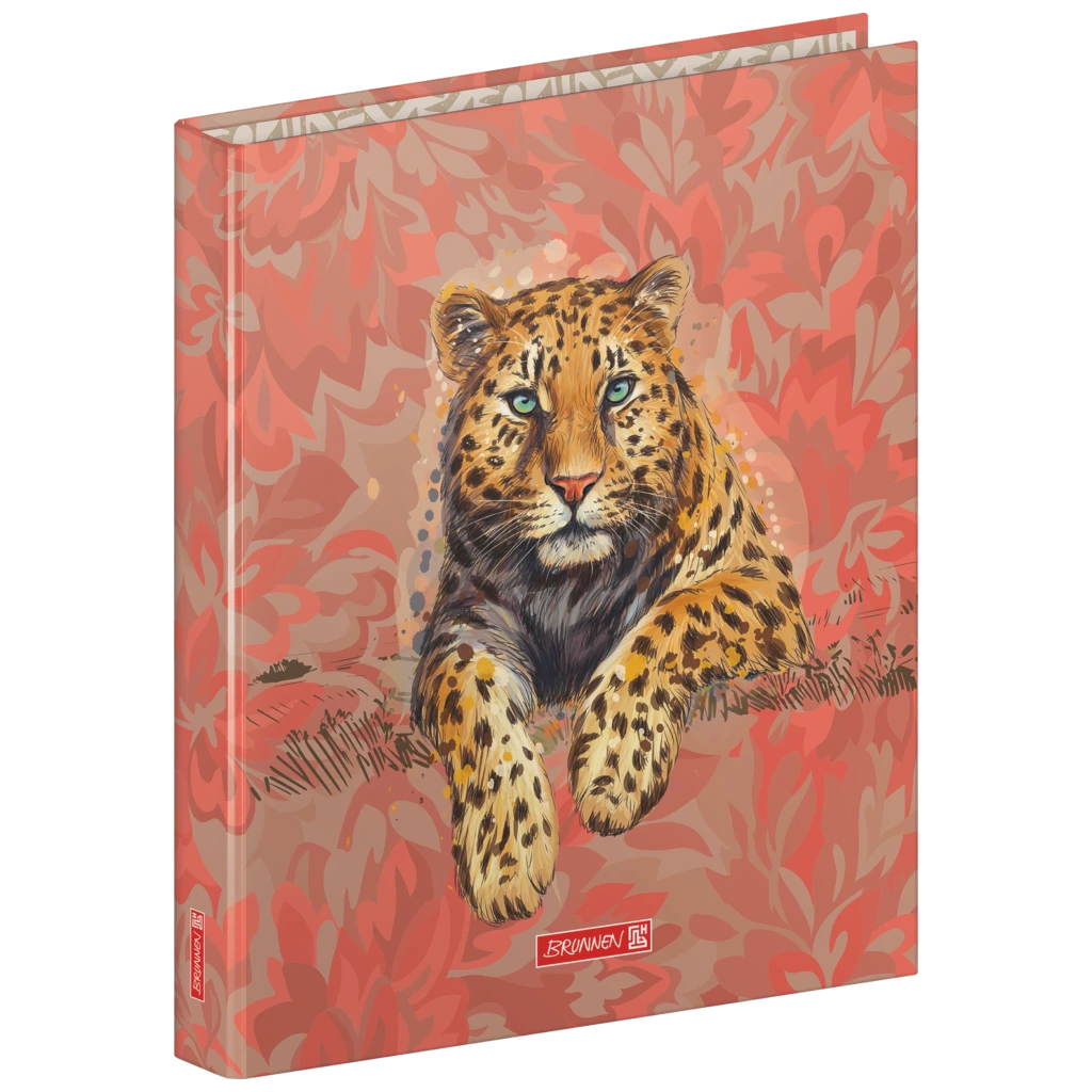 Ringbuch „Leopard“ Safari World | A4, 2 Ringe, Füllhöhe: 20 mm, rot/braun