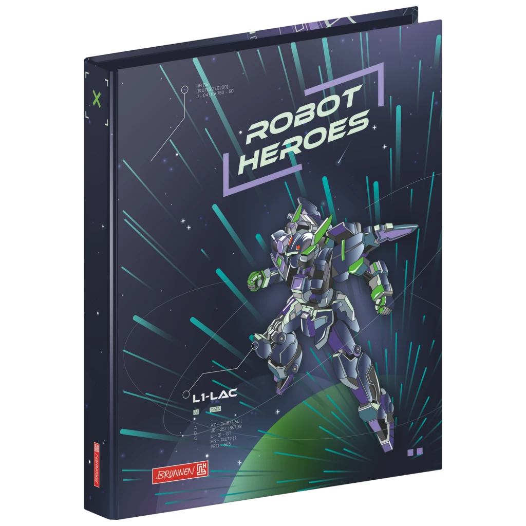 Ringbuch Robot Heroes | A4, 2 Ringe, Füllhöhe: 20 mm, dunkelblau/lila