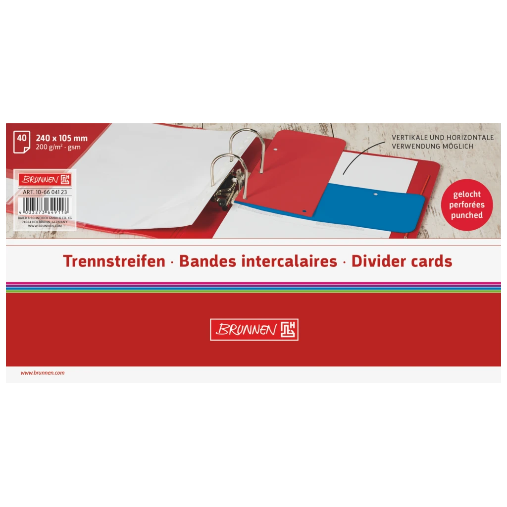 Trennstreifen Colour Code | 105×240 mm, red, 40 Stück