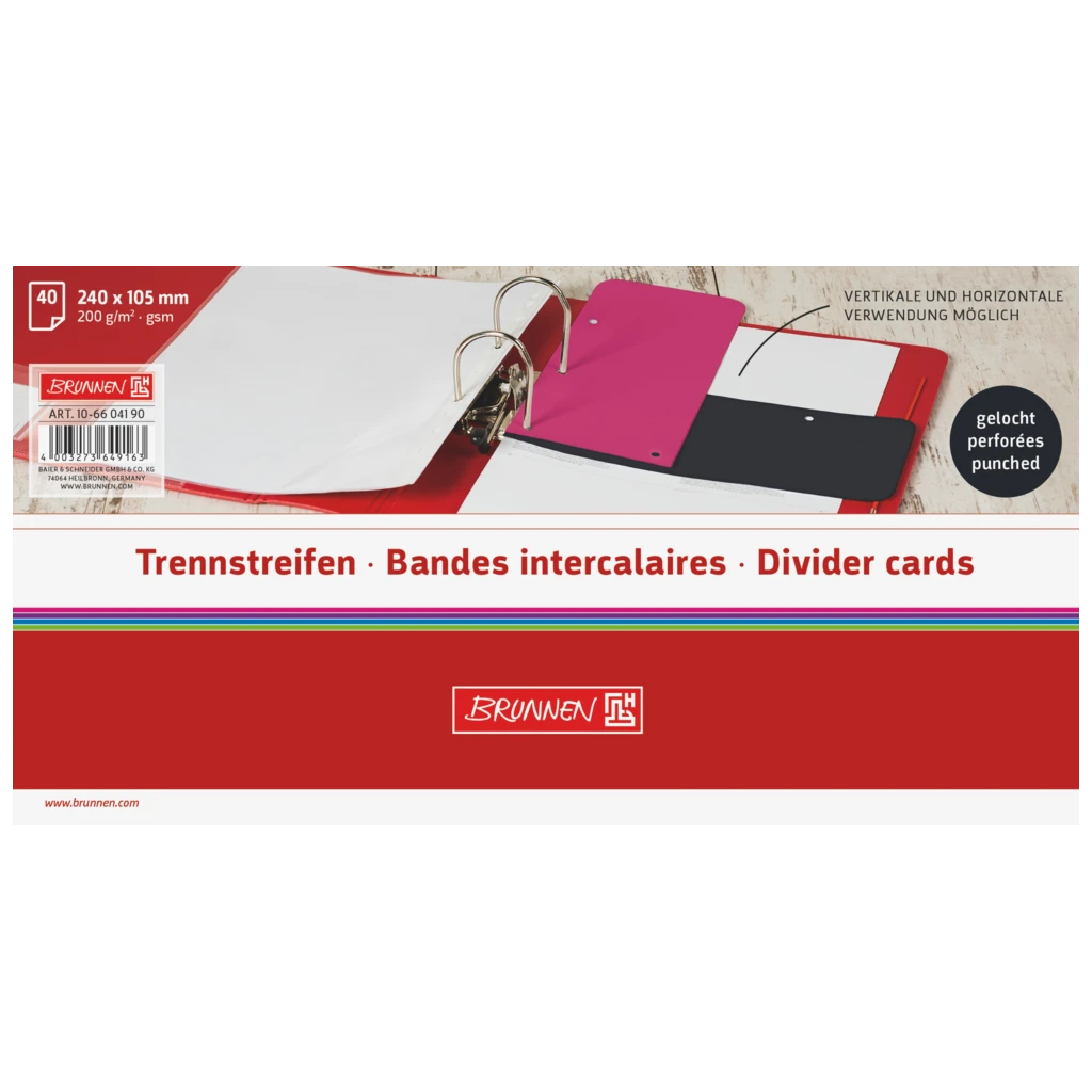 Trennstreifen Colour Code | 105×240 mm, onyx, 40 Stück