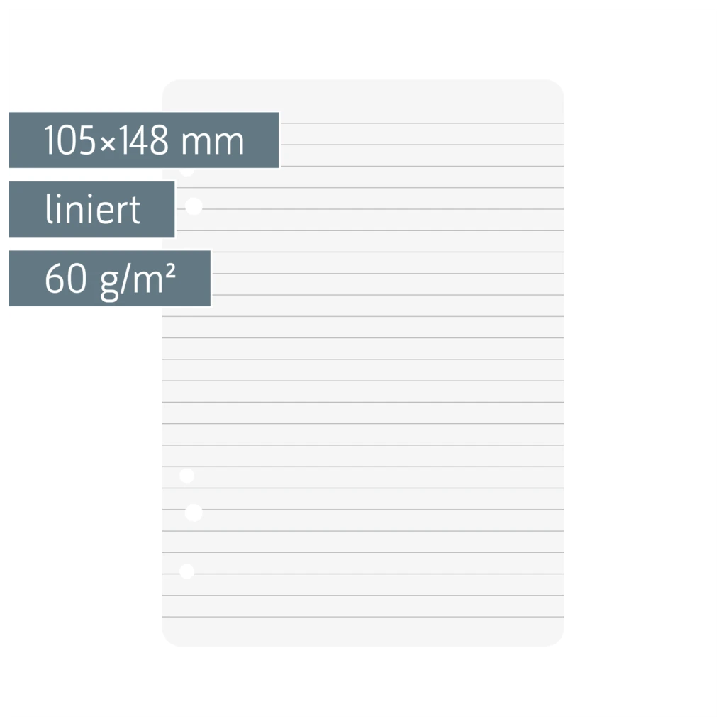 Ringbucheinlagen | A6, liniert, weiß, 50 Blatt