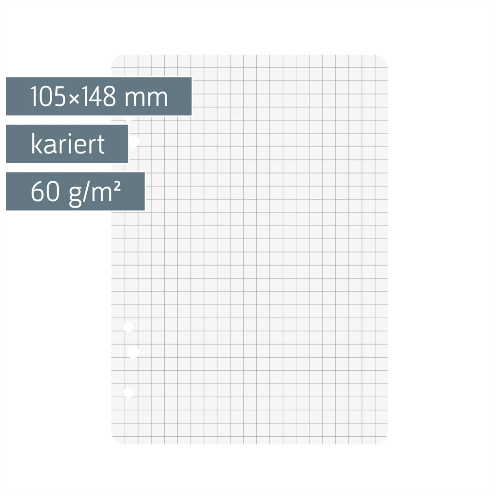 Ringbucheinlagen | A6, 5 mm kariert, weiß, 50 Blatt