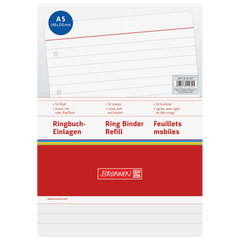 Ringbucheinlagen | A5, liniert, weiß, 50 Blatt