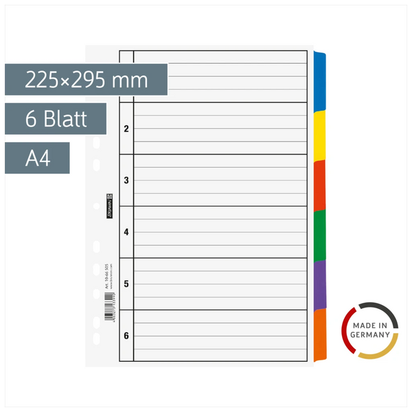 Ringbuchregister | A4, 6 Blatt, weiß
