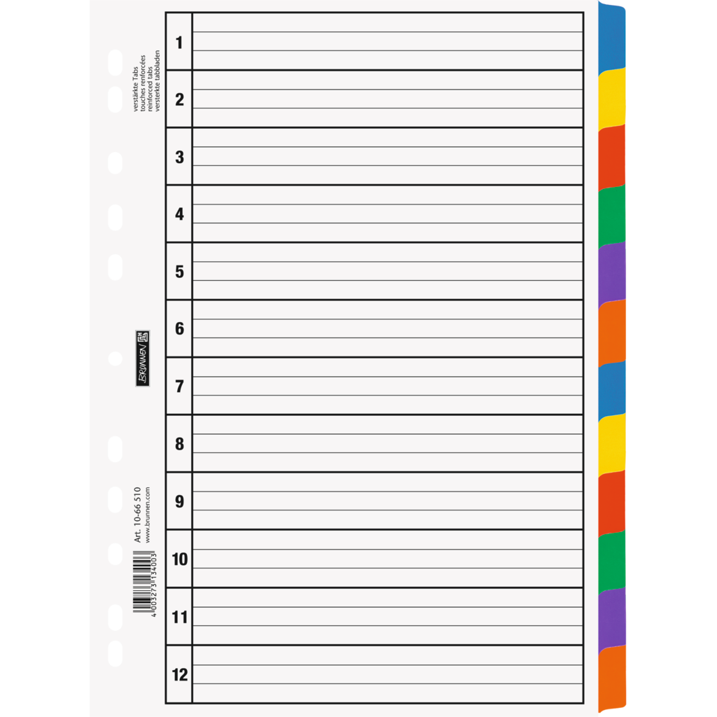 Ringbuchregister, A4, 12 Blatt, weiß