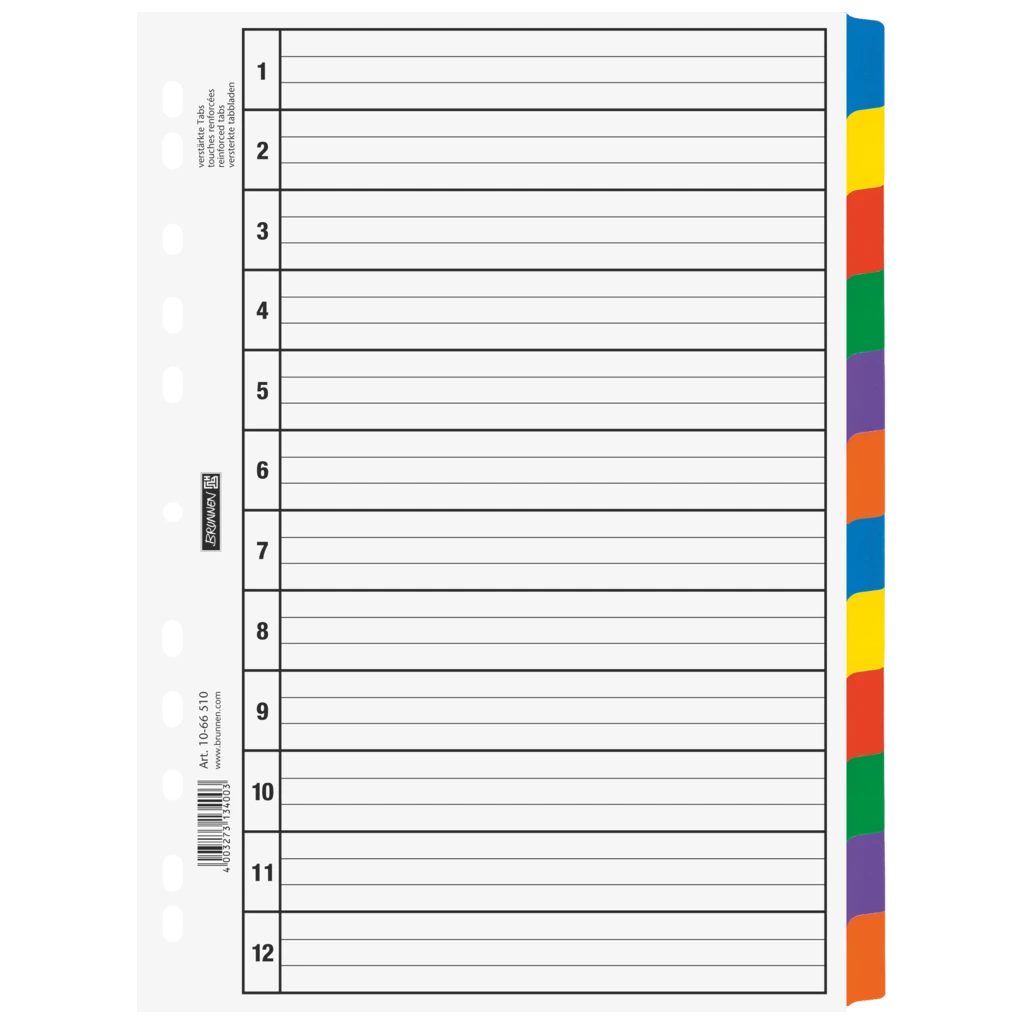 Ringbuchregister | A4, 12 Blatt, weiß
