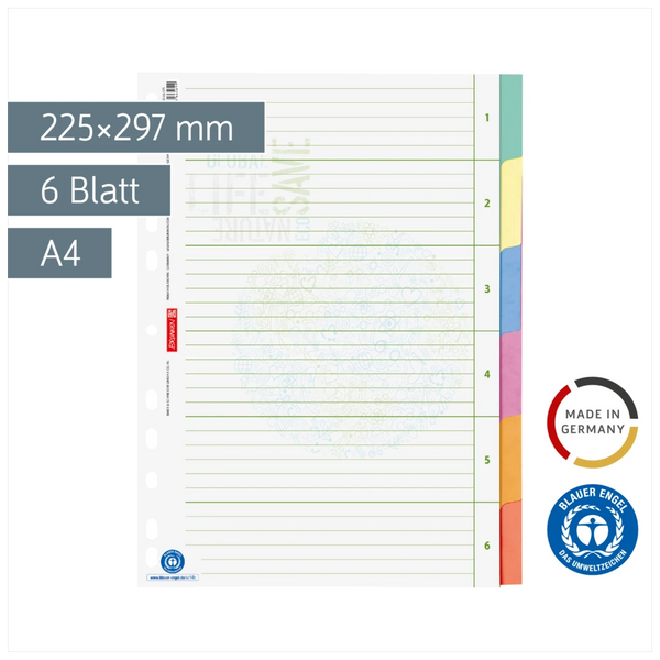 Ringbuchregister Recycling | A4, 6 Blatt