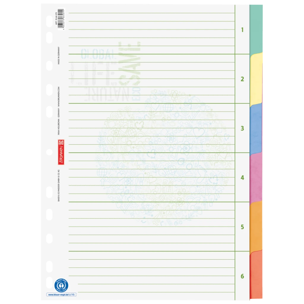 Ringbuchregister Recycling | A4, 6 Blatt