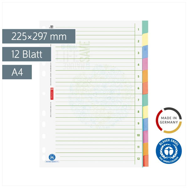 Ringbuchregister Recycling | A4, 12 Blatt
