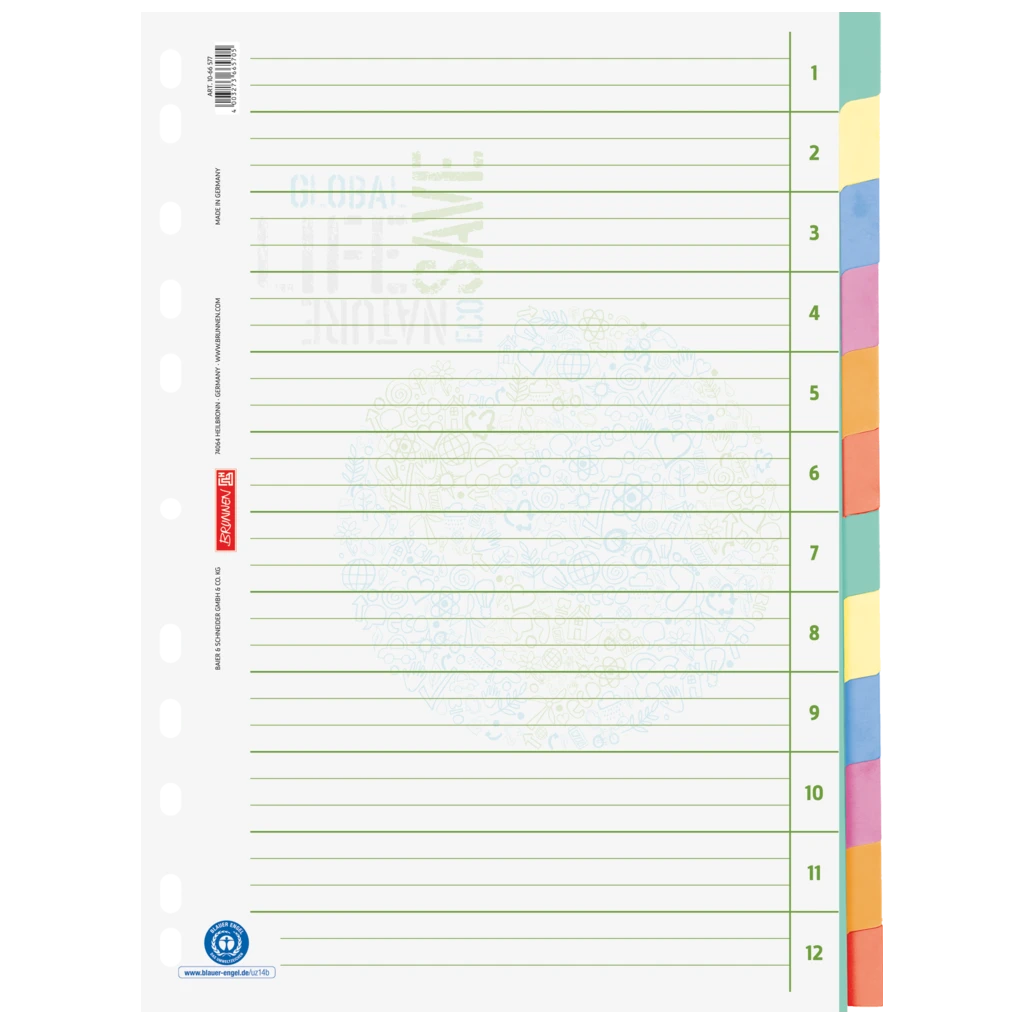 Ringbuchregister Recycling | A4, 12 Blatt