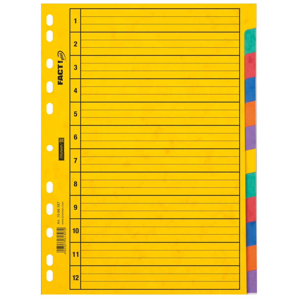 Ringbuchregister FACT!plus | A4, 12 Blatt, gelb