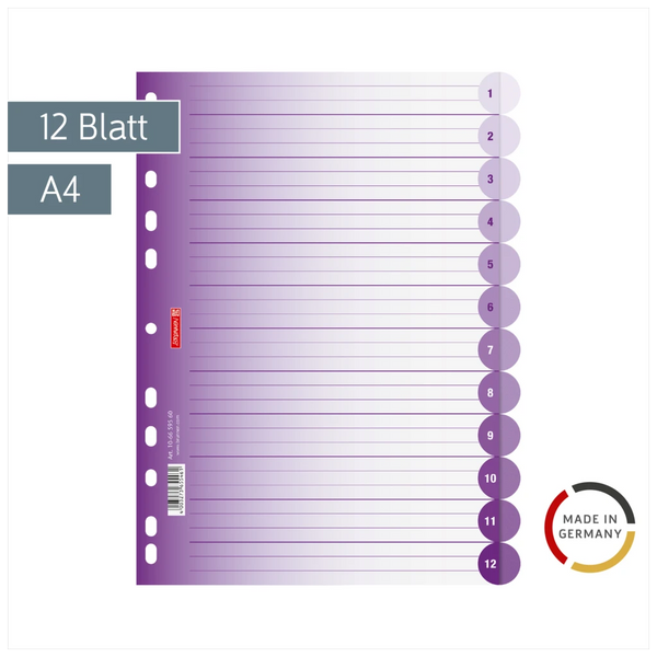 Ringbuchregister Colour Code | A4, 12 Blatt, purple