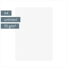 Ringbucheinlagen | A4, unliniert, weiß, 50 Blatt
