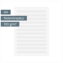 Ringbucheinlagen | A4, Notenlineatur 12-linig, weiß, 20 Blatt
