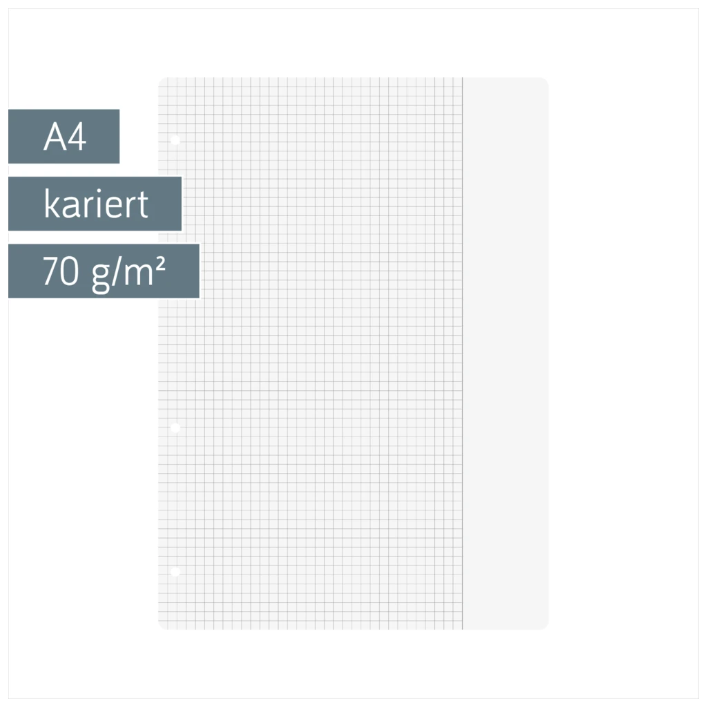 Ringbucheinlagen | A4, 5 mm kariert mit Rand, weiß, 50 Blatt
