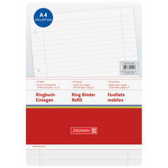 Ringbucheinlagen | A4, liniert mit Randlinie innen und außen, weiß, 50 Blatt