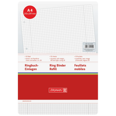 Ringbucheinlagen | A4, 5 mm kariert mit Randlinie innen und außen, weiß, 50 Blatt