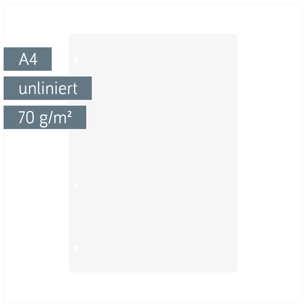 Ringbucheinlagen | A4, unliniert, weiß, 100 Blatt