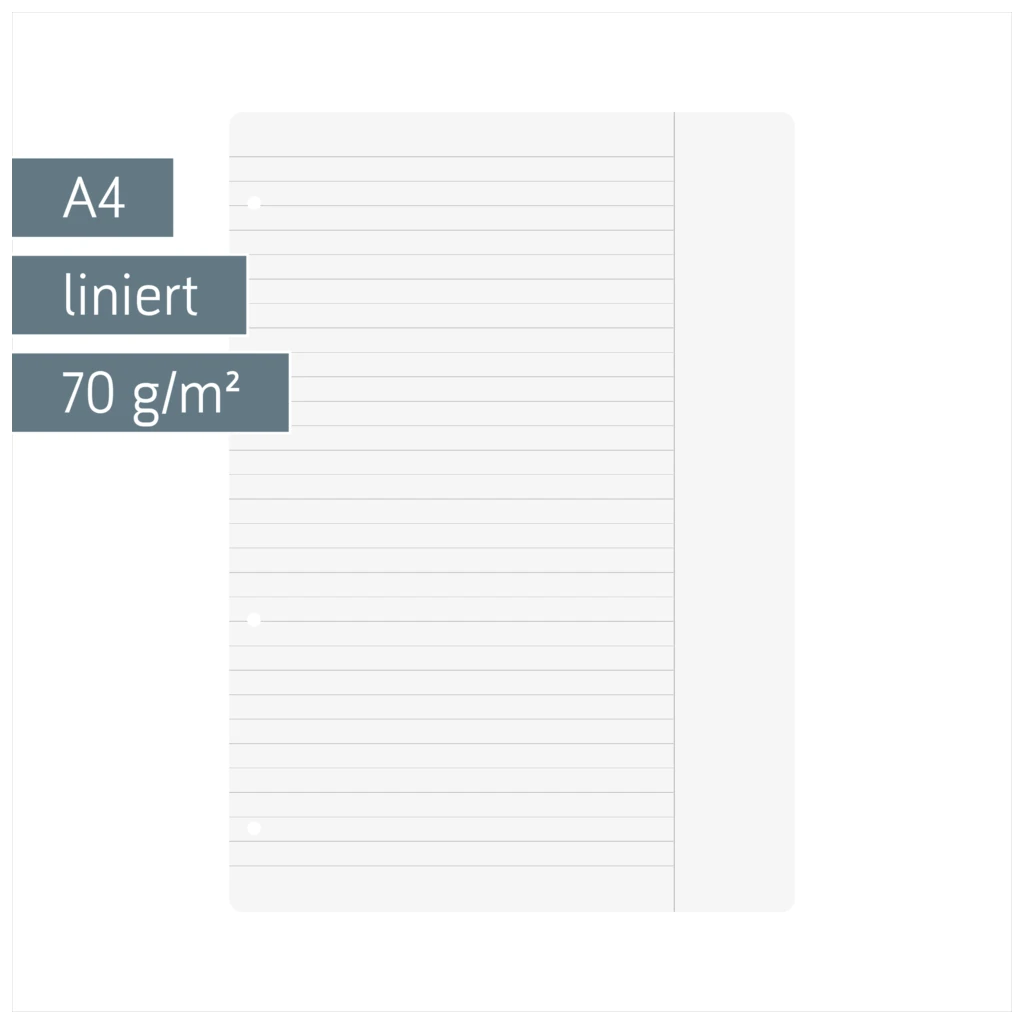 Ringbucheinlagen | A4, liniert mit Rand, weiß, 100 Blatt