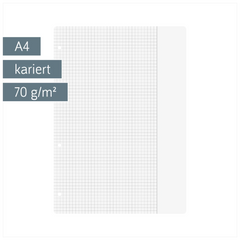 Ringbucheinlagen | A4, 5 mm kariert mit Rand, weiß, 100 Blatt