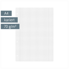Ringbucheinlagen | A4, 5 mm kariert mit Randlinie innen und außen, weiß, 100 Blatt