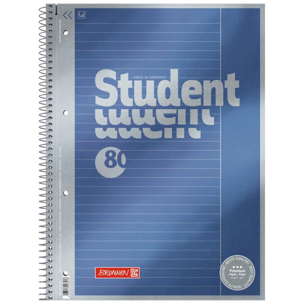 Collegeblock Premium Student | A4, Lineatur 25, 80 Blatt, blau