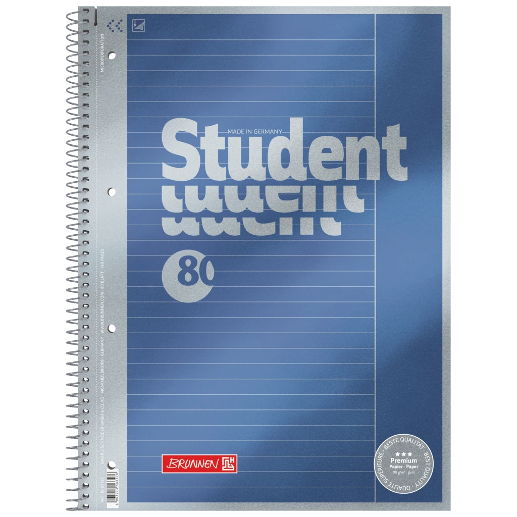 Collegeblock Premium Student | A4, Lineatur 25, 80 Blatt, blau