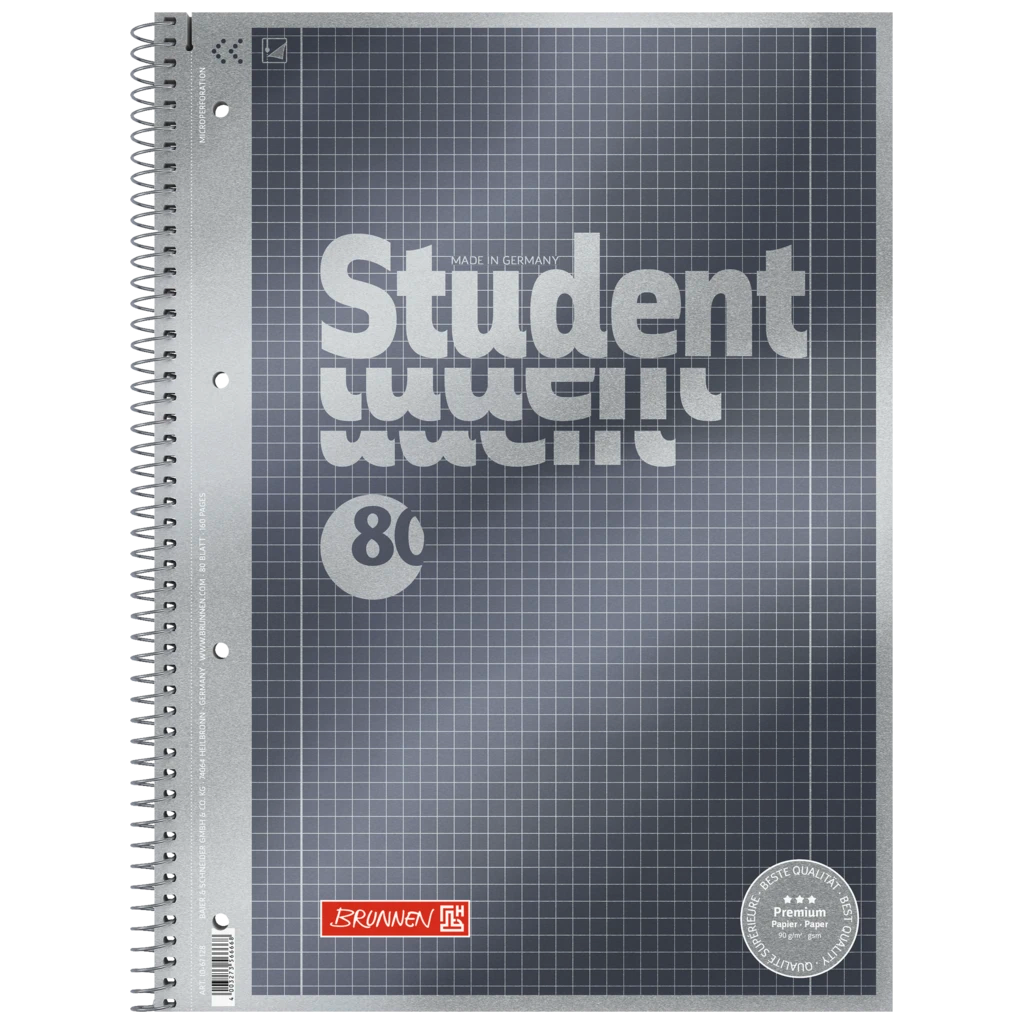 Collegeblock Premium Student | A4, Lineatur 28, 80 Blatt, anthrazit