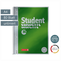 Collegeblock Premium Student | A4, Lineatur 20, 80 Blatt, grün