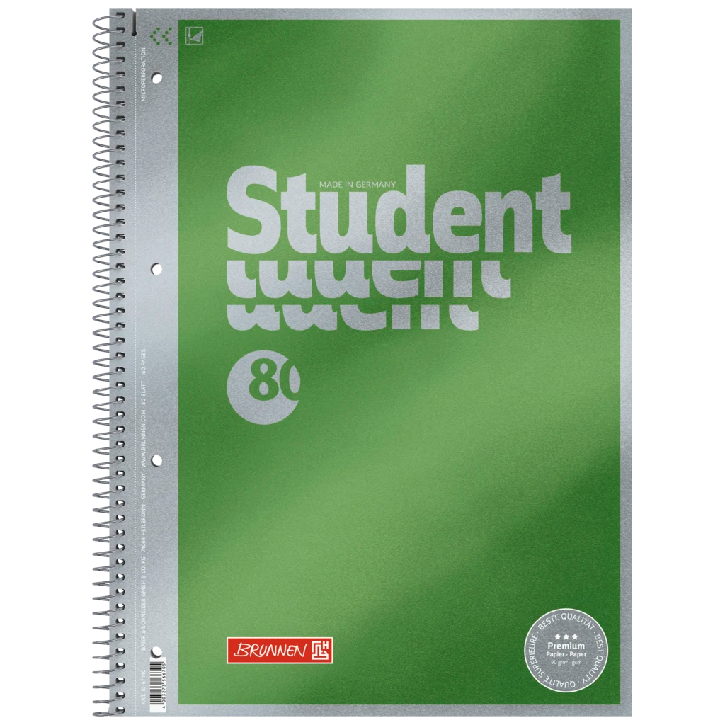 Collegeblock Premium Student | A4, Lineatur 20, 80 Blatt, grün