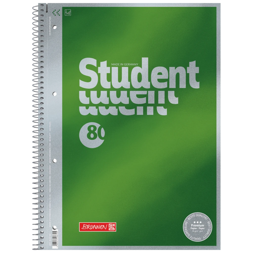 Collegeblock Premium Student | A4, Lineatur 20, 80 Blatt, grün