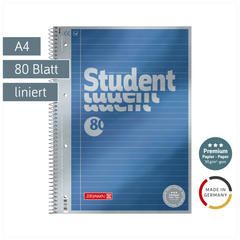Collegeblock Premium Student | A4, Lineatur 21, 80 Blatt, blau
