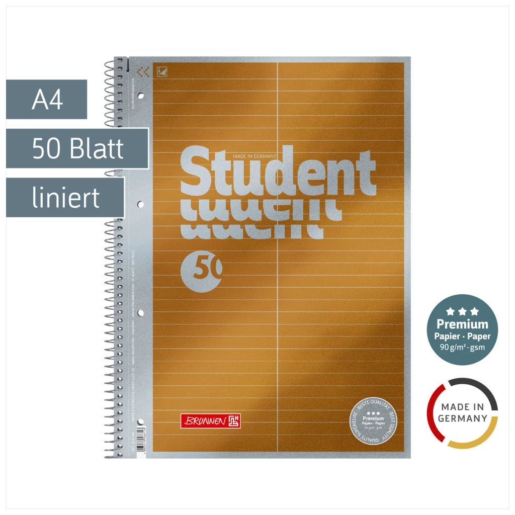 Collegeblock Premium Student „Vokabeln“ | A4, Lineatur 53, 50 Blatt, gelb