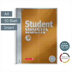 Collegeblock Premium Student „Vokabeln“ | A4, Lineatur 53, 50 Blatt, gelb