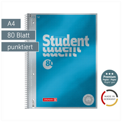 Collegeblock Premium Student | A4, punktiert, 80 Blatt, blau