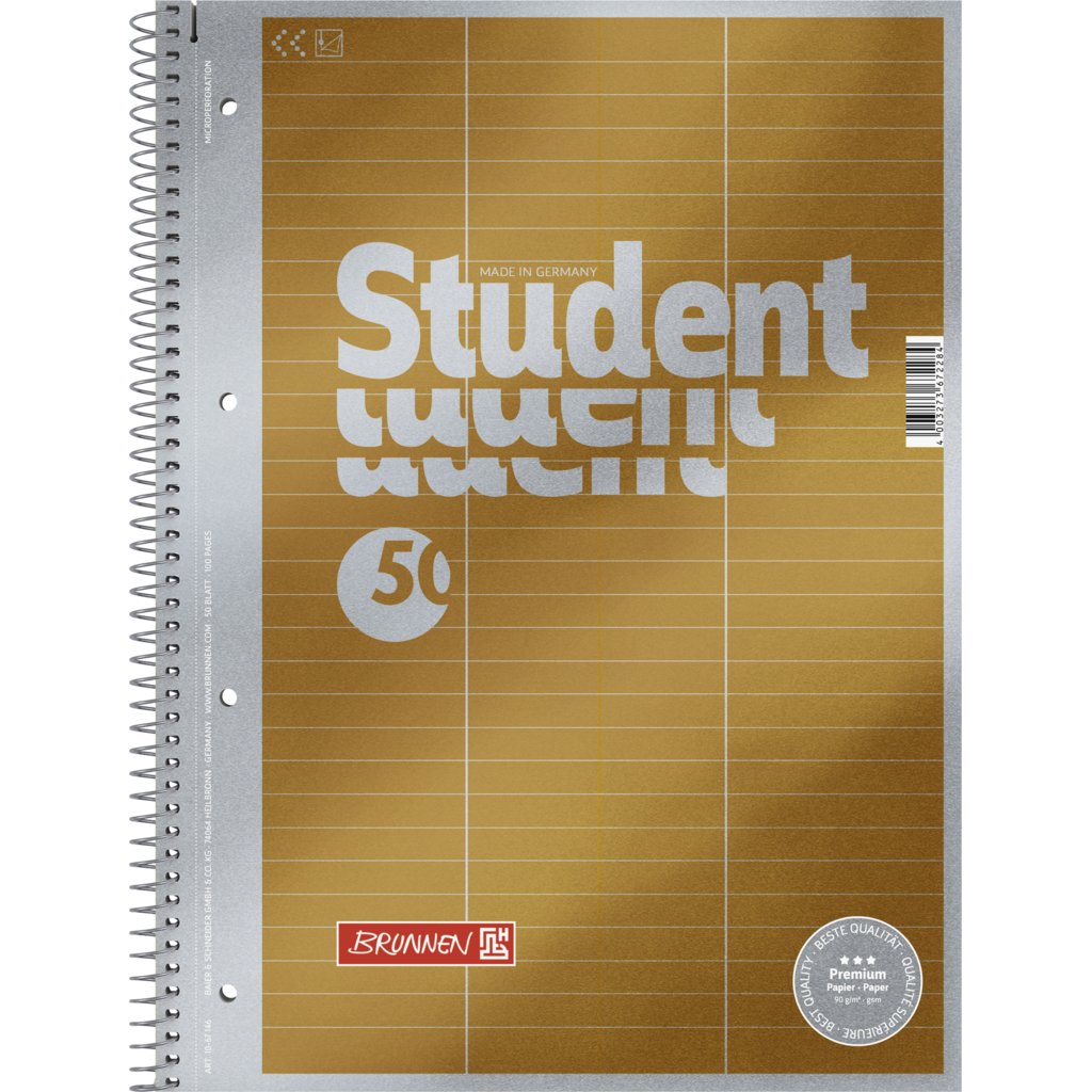 Collegeblock Premium Student „Vokabeln“, A4, 50 Blatt / 100 Seiten, Lineatur 54, gelb