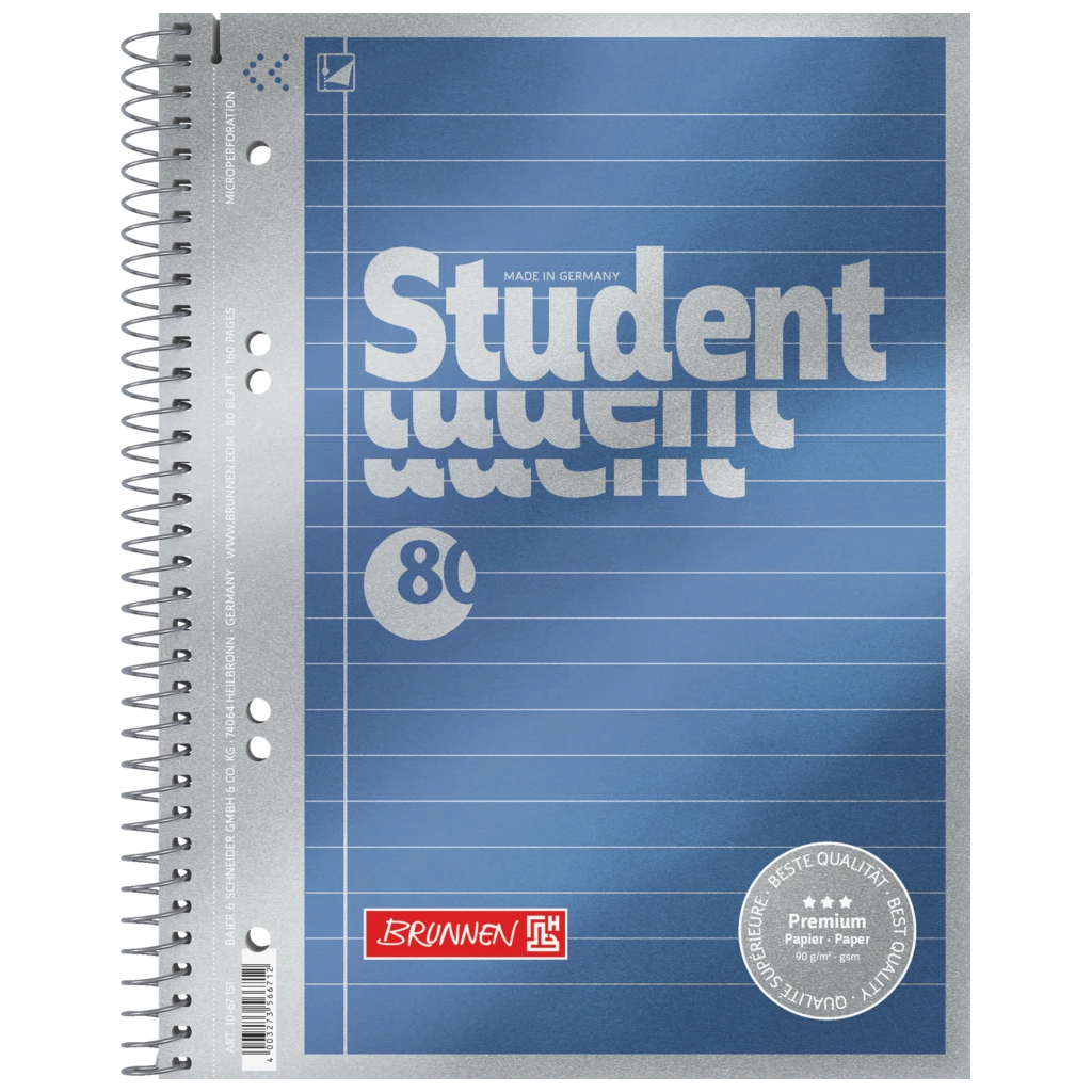 Collegeblock Premium Student | A5, Lineatur 4, 80 Blatt, blau