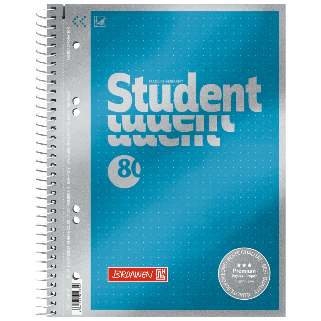 Collegeblock Premium Student | A5, punktiert, 80 Blatt, blau