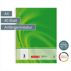 Collegeblock Premium Vivendi | A4, Lineatur 3, 40 Blatt, grün