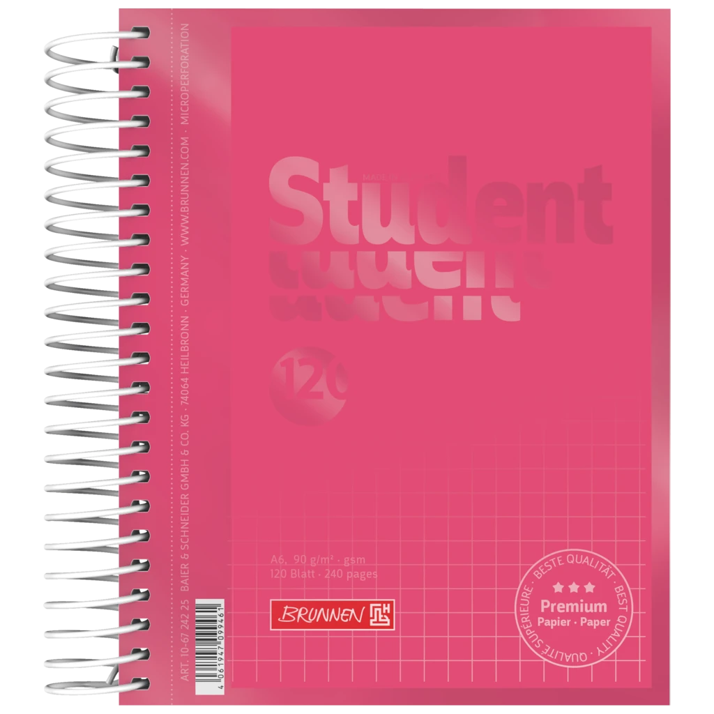 Collegeblock Premium Student Colour Code | A6, kariert, 120 Blatt, tulip