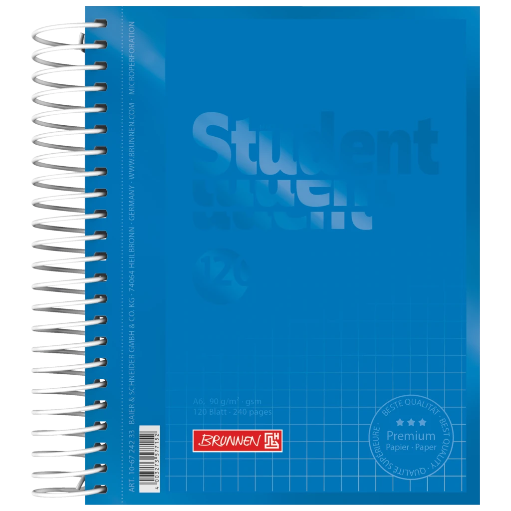 Collegeblock Premium Student Colour Code | A6, kariert, 120 Blatt, azur