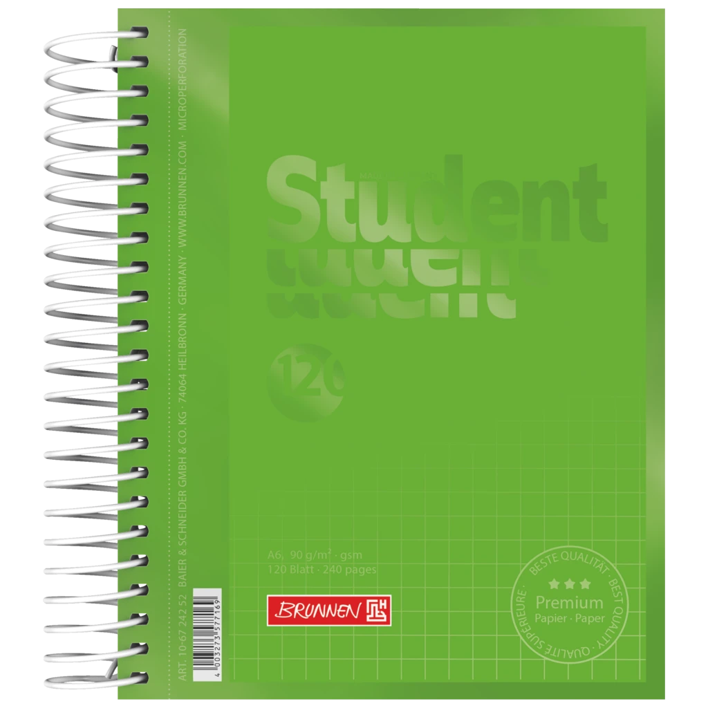 Collegeblock Premium Student Colour Code | A6, kariert, 120 Blatt, kiwi