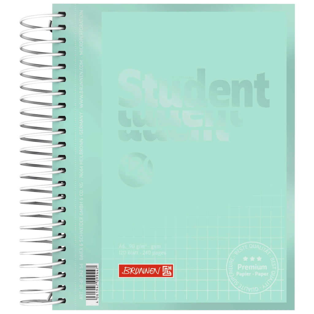 Collegeblock Premium Student Colour Code | A6, kariert, 120 Blatt, mint