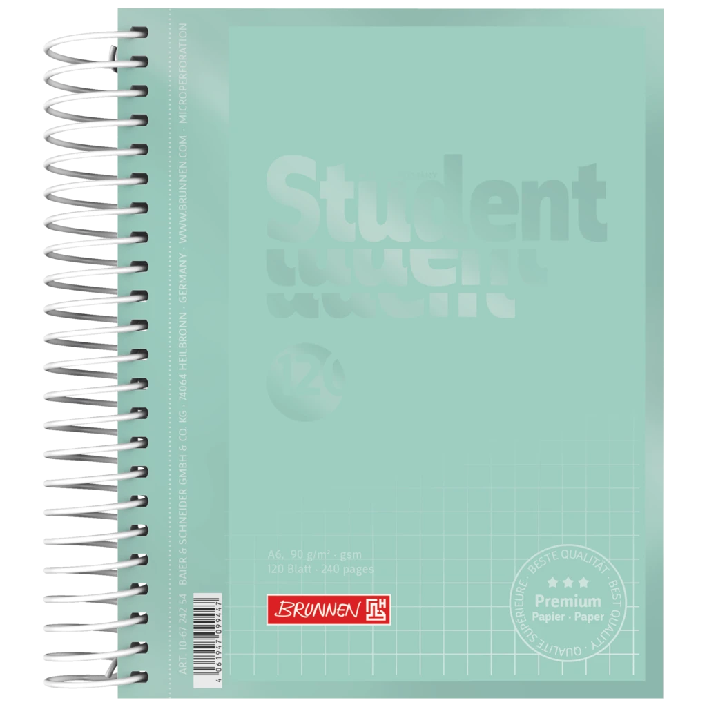 Collegeblock Premium Student Colour Code | A6, kariert, 120 Blatt, mint