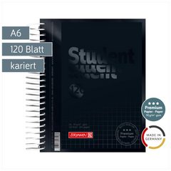 Collegeblock Premium Student Colour Code | A6, kariert, 120 Blatt, onyx