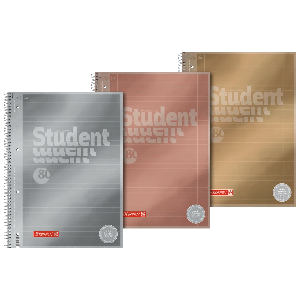 Collegeblock Premium Student Metallic | A4, Lineatur 27, 80 Blatt, sortiert