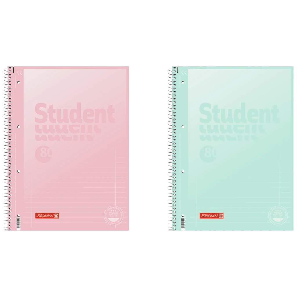 Collegeblock Premium Student „Pastell“ | A4, Lineatur 27, 80 Blatt, pastellrosa/pastellmint