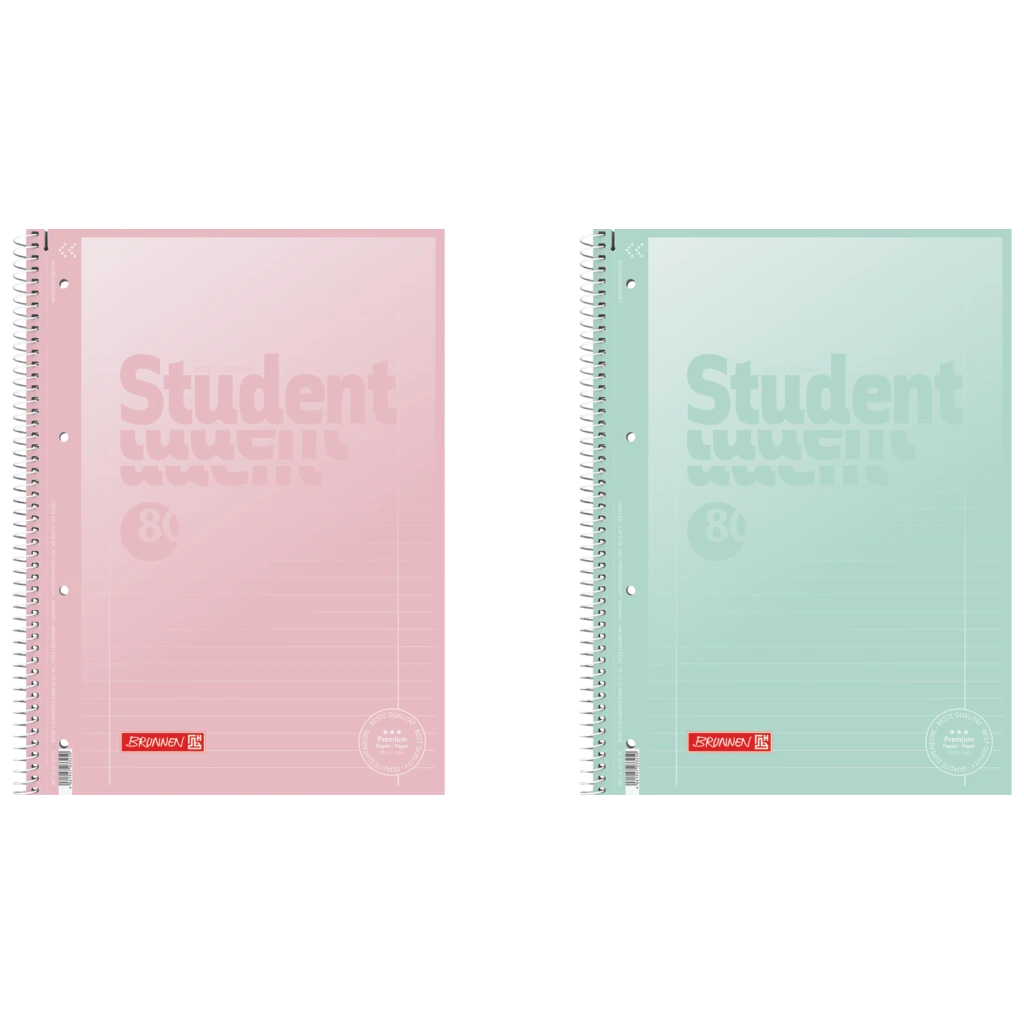 Collegeblock Premium Student „Pastell“ | A4, Lineatur 27, 80 Blatt, sortiert