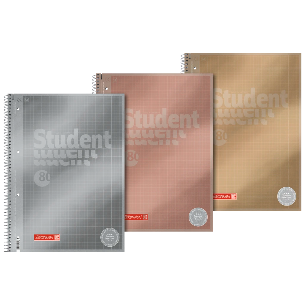 Collegeblock Premium Student Metallic | A4, Lineatur 28, 80 Blatt, sortiert